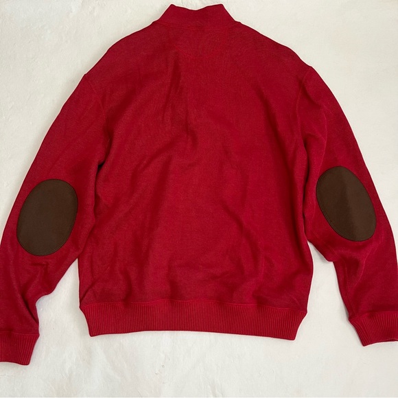 Cremieux Red Cotton Modal Blend Red Quarter Zip Sweater - Picture 2 of 7